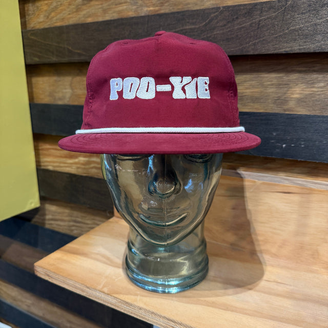 Poo-Yie embroidered maroon rope cap — front
