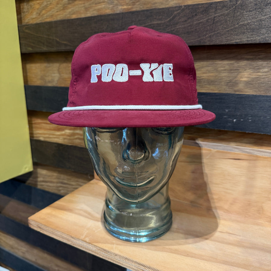 Poo-Yie embroidered maroon rope cap — front